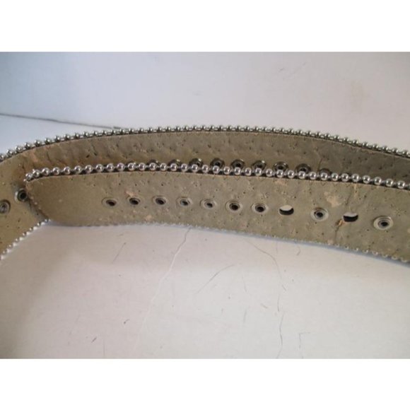 *Guess Black Rhinestone Studded Vintage Signature Silver Buckle Belt - Picture 8 of 9